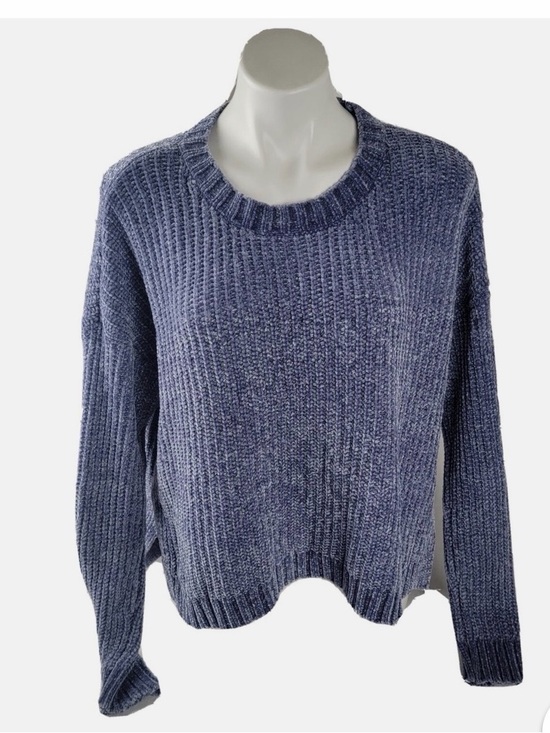 aerie Sweaters - Aerie Chenille Metallic Crewneck Chunky Knit Sweater Pullover Gray Size medium